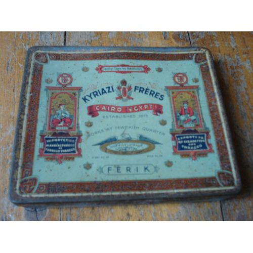 Ancienne Boite Tôle 50 Cigarettes Kyriasi Freres, Ca 1930
