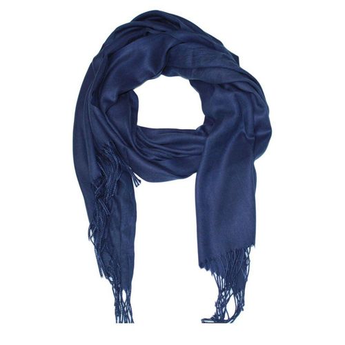 Echarpe Uni En Laine Marine Femme