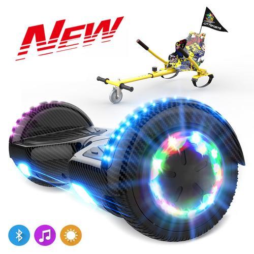 Hitway Pack De Hoverboard Gyropode Noir 6.5 Pouces Et Hoverkart, Avec Haut-Parleur Bluetooth-Musique Et Lumières Led, Pour Les Enfants Et Adulte