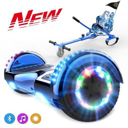 Hitway Pack De Hoverboard Gyropode Bleu 6.5 Pouces Et Hoverkart, Avec Haut-Parleur Bluetooth-Musique Et Lumières Led, Pour Les Enfants Et Adulte