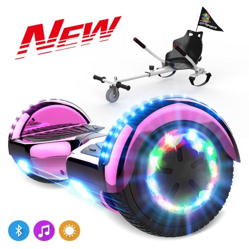 Hitway Pack De Hoverboard Gyropode Rose 6.5 Pouces Et Hoverkart, Avec Haut-Parleur Bluetooth-Musique Et Lumières Led, Pour Les Enfants Et Adulte