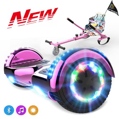 Hitway Pack De Hoverboard Gyropode Rose 6.5 Pouces Et Hoverkart, Avec Haut-Parleur Bluetooth-Musique Et Lumières Led, Pour Les Enfants Et Adulte