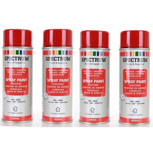 Lot 4 Bombes ROUGE Peinture en Aérosol spray 400ml Bois,Métal,Plastique,etc..