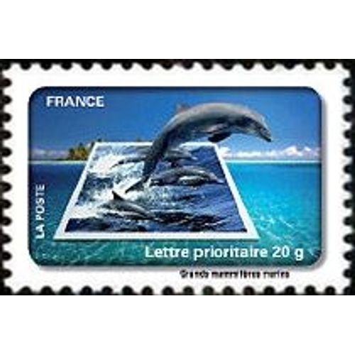 Timbre France 2010 Oblitéré - Le Timbre Fête L'eau - Grands Mamifères Marins - Prioritaire 20 G Yt403