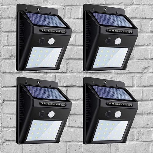 Lampe Solaire Exterieur 24 LED - Detecteur de Mouvement + Detecteur  d'Obscurite - Applique Murale Sans Fil - Thermometre Affichage Temperature  C/ F