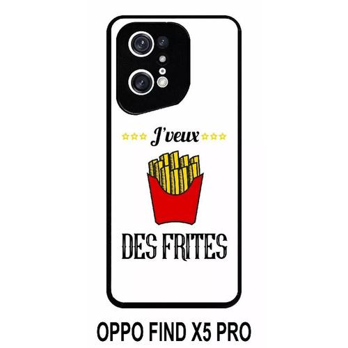 Coque Oppo Find X5 Pro - Jveux Des Frites Fond Blanc - Silicone - Noir