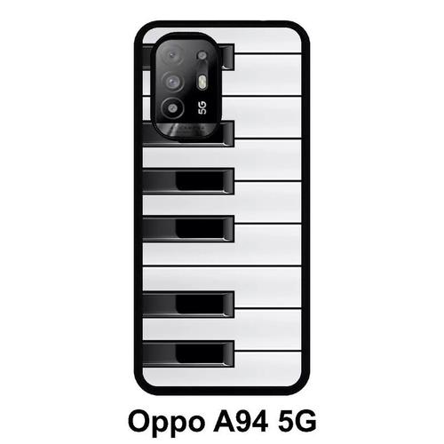 Coque Oppo A94 5g - Touche De Piano Noir Et Blanc - Silicone - Noir