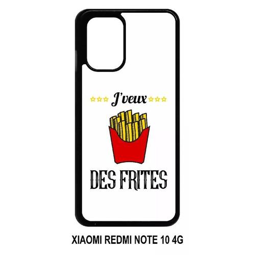 Coque Xiaomi Redmi Note 10 4g - Jveux Des Frites Fond Blanc - Noir