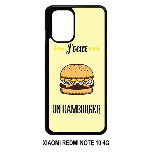 Coque Xiaomi Redmi Note 10 4g - Jveux Un Hamburger - Noir