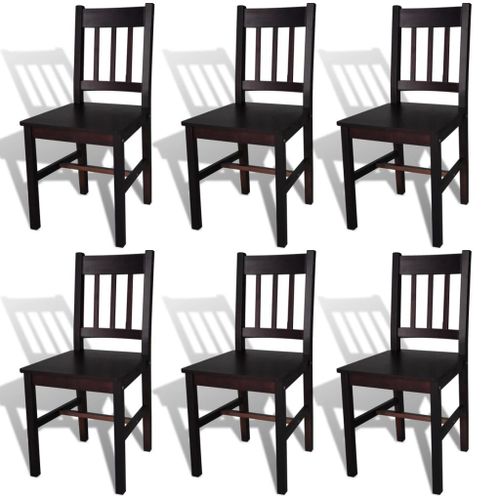 Lot De 6 Chaises De Salle À Manger Cuisine Design Classique Pinède Marron Foncé Cds022570