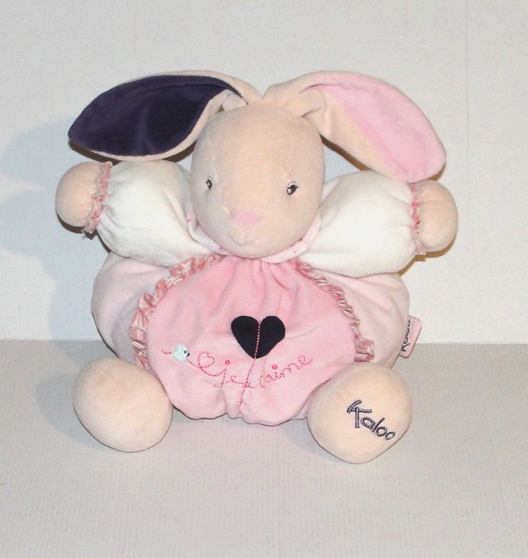 Lapin rose avec doudou petit modèle