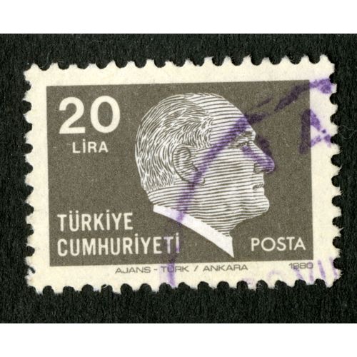 Timbre Oblitéré Turkiye Cumhuriyeti, 20 Lira, Posta, 1980