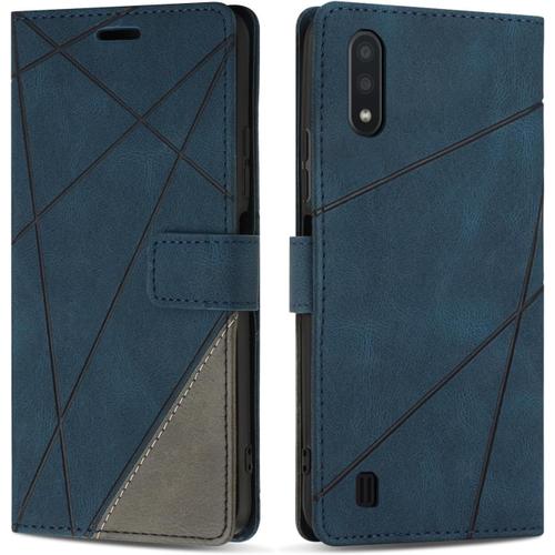 Coque Pour Samsung Galaxy A10 / Galaxy M10, Protection Housse Etui En Cuir Pu Portefeuille Avec Emplacements Cartes Et Fonction Support Pour Samsung A10 / M10, Bleu