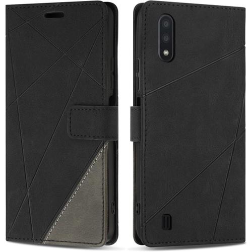 Coque Pour Samsung Galaxy A10 / Galaxy M10, Protection Housse Etui En Cuir Pu Portefeuille Avec Emplacements Cartes Et Fonction Support Pour Samsung A10 / M10, Noir