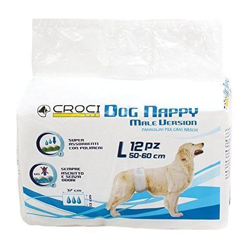 Croci Dog Nappy - Couche Pour Chiens Mâles - Culotte Pour Chiens Pour Pipi - Couches Jetables Inodore 12 Pi Ces Taille L 50-60 Cm