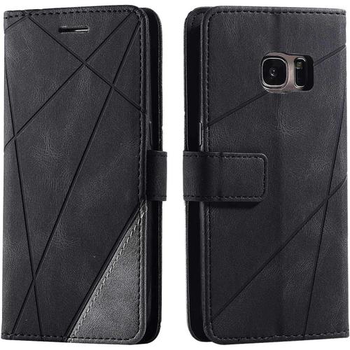 Coque Pour Galaxy S7, Etui En Cuir Pu Portefeuille Housse Fermeture Magnétique Und Flip Pour Samsung Galaxy S7, Avec Fermeture Magnétique, Noir