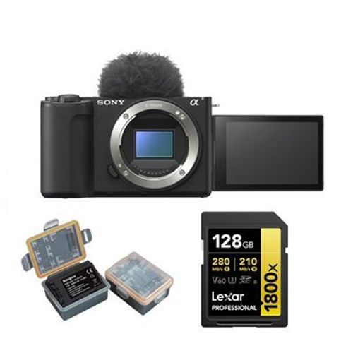 Sony ZV-E10 II Boîtier (Noir)+Batterie Kingma (Sony NP-FZ100)+Carte mémoire Lexar Professional 128Go SDXC 1800x UHS-II
