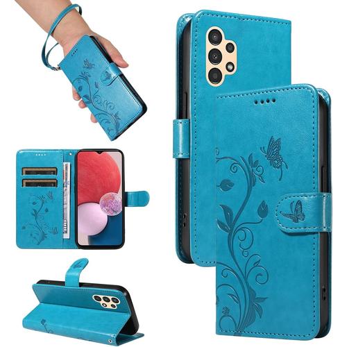 Coque Pour Samsung Galaxy A04s / Galaxy A13 5g / Galaxy A13 4g, Housse Etui Portefeuille Cuir Pu, Magnétique Étui De Protection Pour Galaxy A04s / Galaxy A13 5g / 4g, Bleu