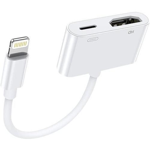 Adaptateur HDMI pour iPhone vers TV, [Certifié Apple MFi]1080P Adaptateur  Lightning AV numérique, Plug et Play écran de synchronisation Connecteur HDMI  pour iPhone et iPad,Compatible avec tous les iOS