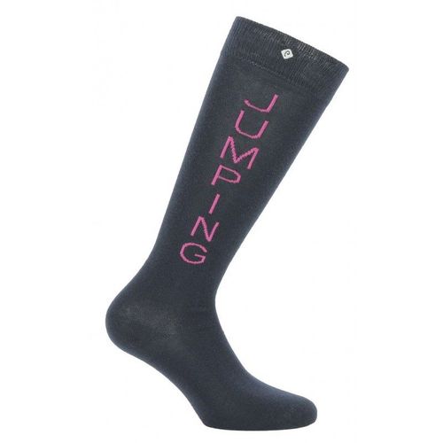 Chaussettes D'équitation Equithème "Jumping" - Couleur : Marine/Fuchsia, Taille : 35-38