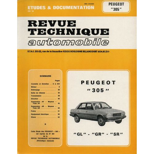 Revue Technique =°3811 Peugeot 305 Gl Gr Sr
