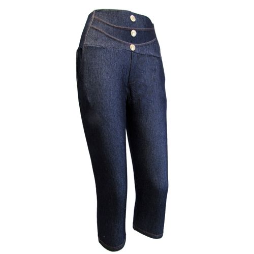 Pantacourt Bermuda 3/4 Femme Jean Grande Taille Bleu