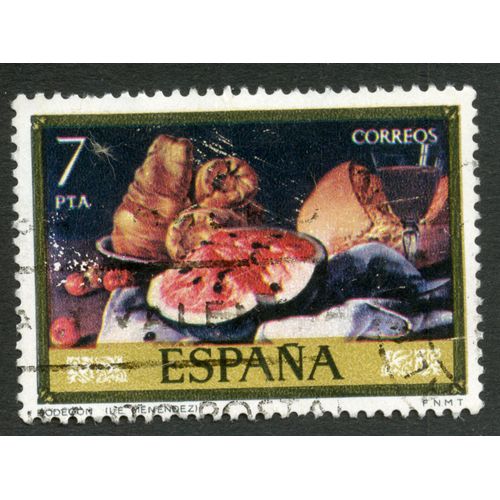 Timbre Oblitéré Espana, Bodegon, Correos, 7 Pta
