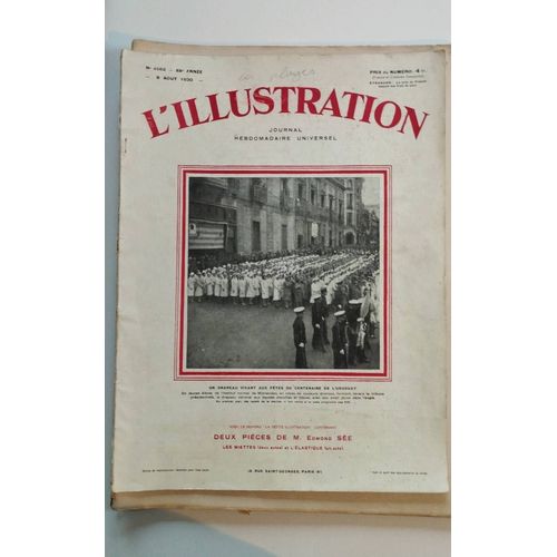 L'illustration. Journal Hebdomadaire Universel. 9 Août 1930