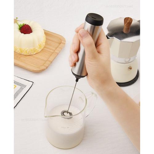couleur gris clair Mini mousseur à lait électrique Rechargeable, mélangeur  à café, batteur d'¿ufs, batteur à Cappuccino, Portable, outils de cuisine