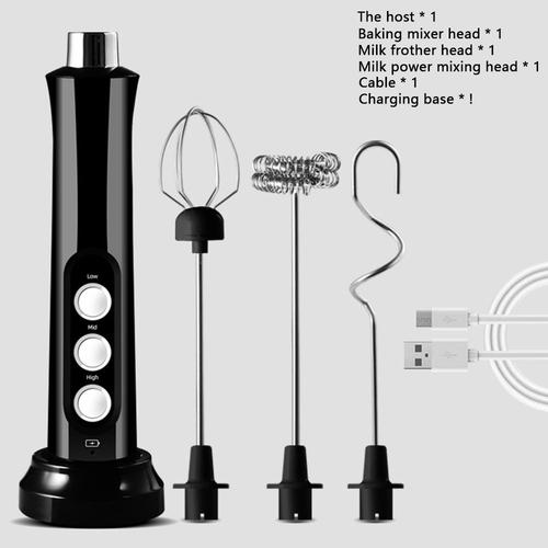 la couleur noire Mélangeur à lait électrique portatif sans fil, Mini cafetière électrique USB, mélangeur à fouet pour café Cappuccino