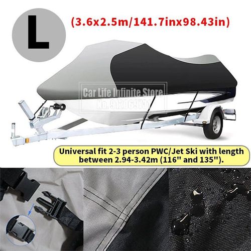 Juste De Bateau À Moteur Étanche Pour Jet Ski 600d,Couverture Pour Yamaha Wave Runner Exr Vx Cruiser Pour Sea-Doo Gti Hurboat L/Xl - Type Gray Black L