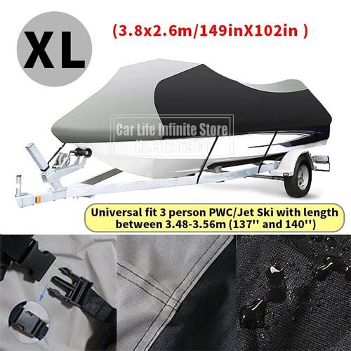 Juste De Bateau À Moteur Étanche Pour Jet Ski 600d,Couverture Pour Yamaha Wave Runner Exr Vx Cruiser Pour Sea-Doo Gti Hurboat L/Xl - Type Gray Black Xl