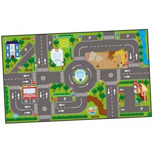 Tapis Voitures Enfant Xl, 72x120cm, Antiderapant - Avec Feux Lumineux Et 3 Vehicules - Jeu Circuit Ville, City - Set Jouet Chambre Et Carte