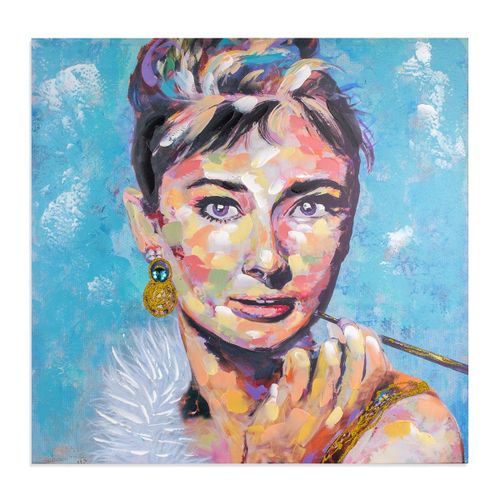ORIGEN Home Decor - Cuadro Mujer Adorno Pared | Cuadros Azul - 80x3x80 cm