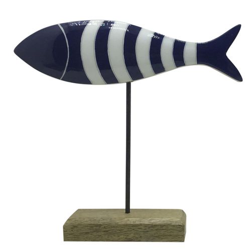 ORIGEN Home Decor Pez De Madera Marinero Azul 23x25x5cm Figura de Sobremesa<br /><br />