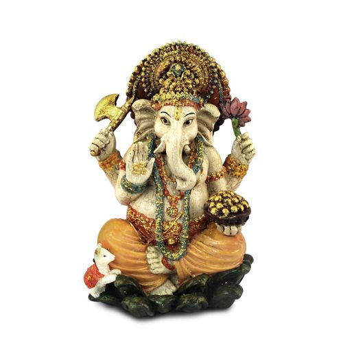 Signes Grimalt By Sigris - Figuras Decorativas | Figura Dios Ganesha Resina - 16 x 9 x 10 cm | Color: Blanco