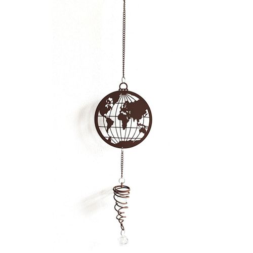 By Sigris Colgante Bola Mundo Marrón De Metal 65*1*13cm Colgante De Metal