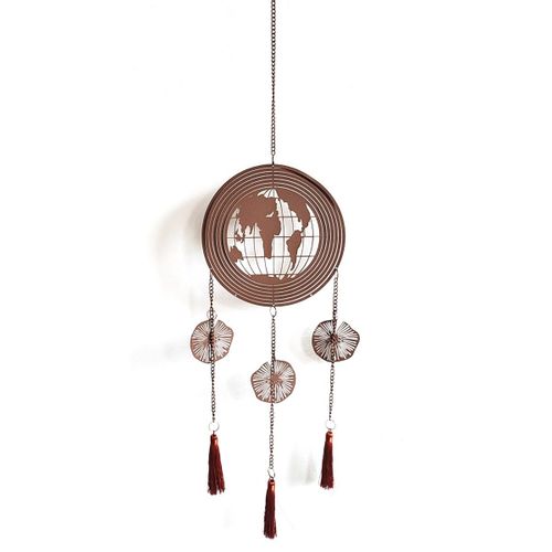 By Sigris Colgante Bola Mundo Marrón De Metal 75*1*18cm Colgante De Metal