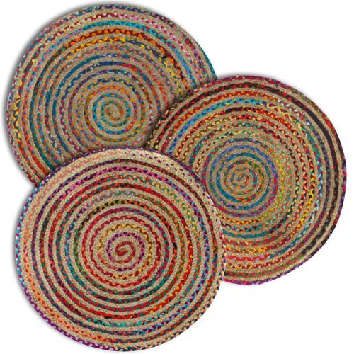 Signes Grimalt By Sigris - Alfombra De Yute Redonda | Alfombra De Algodón Y Yute - 90 Cm Diámetro 3 Unidades | Color: Beige