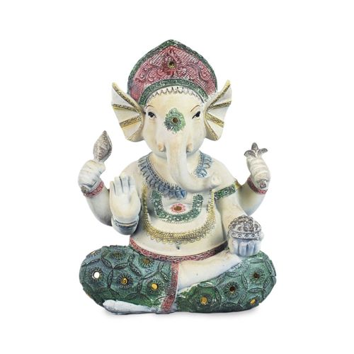 Signes Grimalt By Sigris - Figuras Decorativas | Figura Dios Ganesha Resina - 22,5 x 10 x 18 cm | Color: Blanco