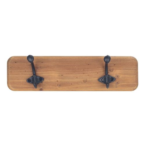 By SIGRIS Percha Pared 2 Pomos Marrón de Madera 16*12*35cm Perchero