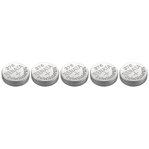 RENATA Lot de 5 Piles bouton Silver Oxyde 376 / SR626W 0% mercure