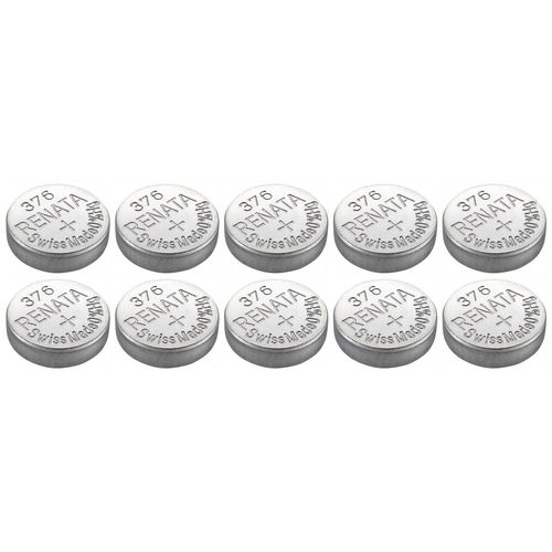 RENATA Lot de 10 Piles bouton Silver Oxyde 376 / SR626W 0% mercure