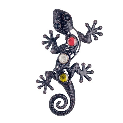 Signes Grimalt By SIGRIS - Lagarto decorativo Negro de Metal | Figura de Lagarto Salamandra Pared Salamandra Decoración Pared 2x13x22cm