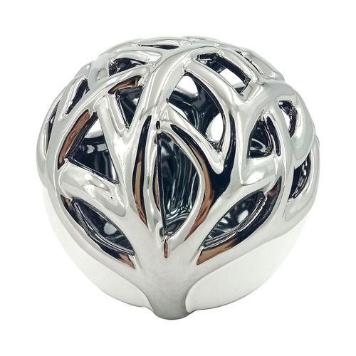 ORIGEN Home Decor Bola decorativa Árbol Vida Jarrones Y Portavelas | Figura de Sobremesa Plateado - 9x9x9cm