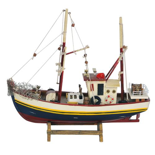 ORIGEN Home Decor Barco Pesquero Vehiculos | Modelismo de Barcos Plateado - 28x30x8cm<br /><br />