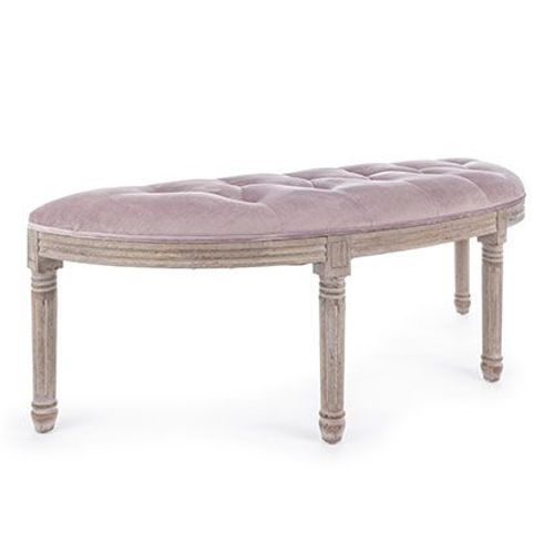 Banc 125x42x48 Cm En Tissu Capitonné Et Bois Naturel Et Rose - Warna