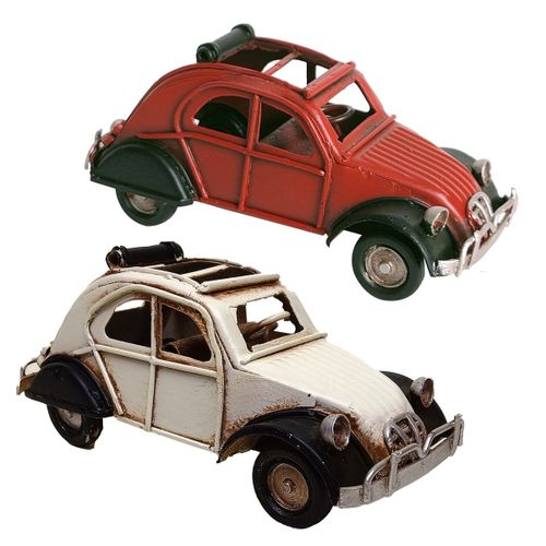 ORIGEN Home Decor Coche 2U Vehiculos Vintage Rojo - Figura decorativa de metal resistente a la corrosión y golpes<br /><br />