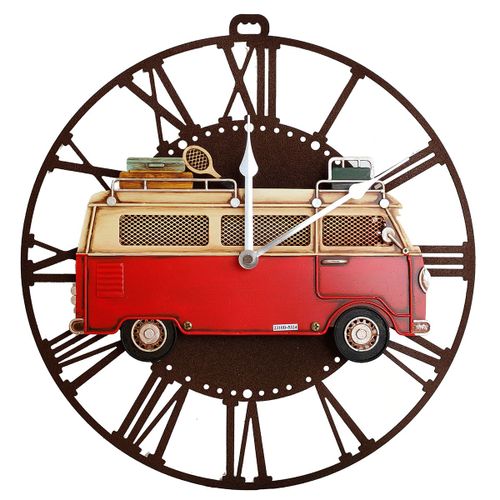 ORIGEN Home Decor Reloj Autobus Vintage Rojo Redondo 34x33x4cm<br /><br />