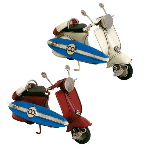 ORIGEN Home Decor Scooter 2U Vehiculos Vintage Rojo - Figura Decorativa Metal 12x17x8cm<br /><br />